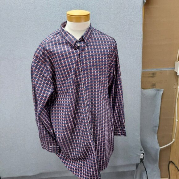 Kirkland Signature Men’s Medium Longsleeve Button Up Size 20 37/8 Geometric Tall - Picture 1 of 5